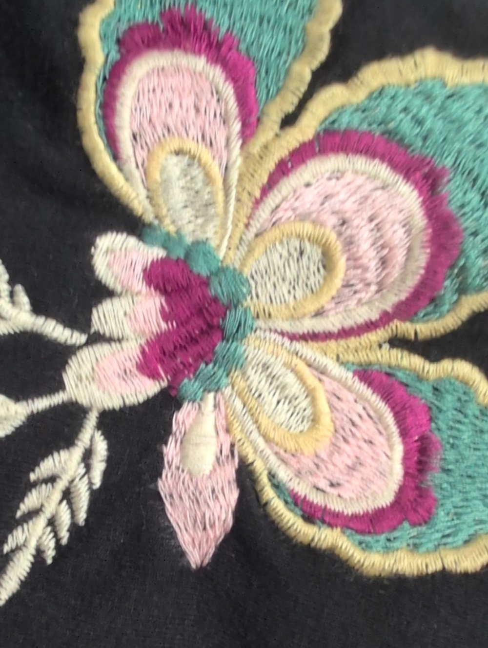 Johnny Was Embroidered Wide-Leg Black Pants with Floral Detail, Xl - Picture 4 of 4